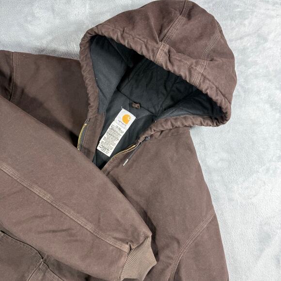 Vintage Carhartt J130 DKB Jacket Brown Canvas Hooded Men's XLT Work wear Y2K - Picture 1 of 10